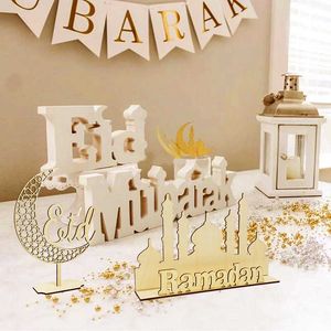 Itens de novidade de madeira Eid Mubarak Decoração Ramadan Mubarak Ornamentos