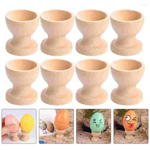 Gift Wrap 10 Pcs Hand Painted Egg Tray DIY Wood Stand Toy Eggs Unfinished Wooden Easter Pedestal Holder Cup Shaped Toddler Mini