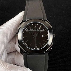 디자이너 시계 41mm Octo PVD All Black Steel Case 102737 BGO41BBSVD N 검은 색 다이얼 자동 남성 시계 고무 스트랩 고품질 255Q