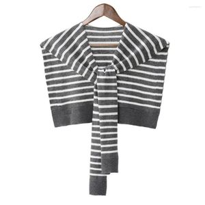 Scarves Warm Wool Scarf Creative Blouse Shoulders Fake Collar Cape Fashion Stripes Wraps Elegant All-match Knitted Shawl