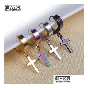 Allergy Cross Ear Clasp Mens Stainless Steel Clip Fashionable Earrings Fashion Punk Studs Jewelry Drop Delivery Dhgdh