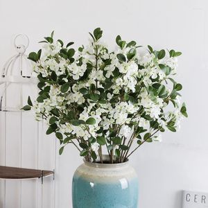 Decorative Flowers 76cm Artificial Hydrangea Branches Real Touch Latex Green Leaves For Crafts Luxury Wedding Decoration 1PCS