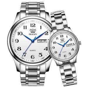 Wristwatches OLEVS Top Brand Couple Quartz Watch Waterproof Stainless Steel Watchstrap Lover 230410