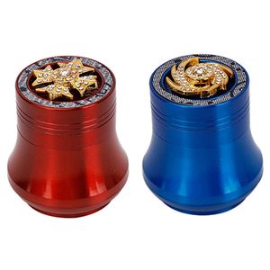 Vase Metal Herb Grinders Tobacco Grinder with Leaf Style 4-Pieces Hand Grinding Mechanical Shredder Crusher Bend Saver with Diamond Mounted