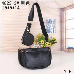 Brand High Quality Women Favorite Day Packs 3pcs Leather Handbags Multi Accessories Purses Brown Flower Mini Pochette Cross body B235W