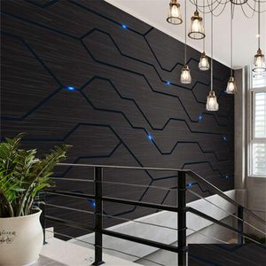 Sfondi 3D Circuito in metallo nero Carta da parati industriale Azienda tecnologica Decor Murale E-Sport Hall Internet Bar Ktv Wallpape Dh4Ow