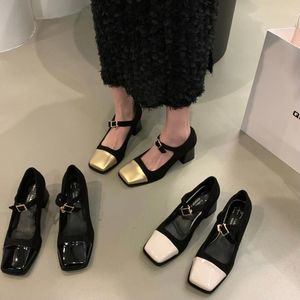 Sukienka buty 2023 Spring Retro High Heels Square palca Mary Jane Single Women's French Elegant Woman na obcasie 35-39 Rozmiar