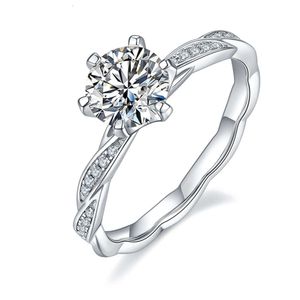 Moissanite Stone 2Solitaire Engement Ring Wedding Jewelry Sterling Sier Promise Rings