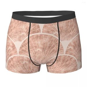 UNDUPTS Boxer Art Deco Elegance - Gül Altın Glitter Fan II Panties Erkekler Homme Man Erkek Arkadaş Hediyeleri