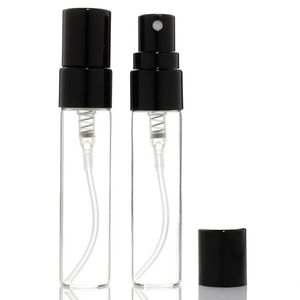 300pcs/lot 5ML Glass Perfume Tube Black Cap Spray Transparent Glass Perfume Bottle Cosmetic Toner Small Sample Spray Bottle