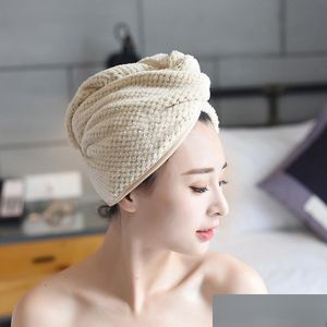 Shower Caps Microfiber Bath Towel Hair Dry Quick Drying Lady Soft Cap Hat For Man Turban Head Wrap Bathing Tools Drop Delivery Home Dhb8W