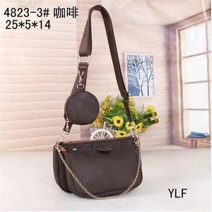 Säljer kvinnors favoritdagspaket 3st läderhandväskor Multi -tillbehör Purses Brown Flower Mini Pochette Cross Body Bag axel282d