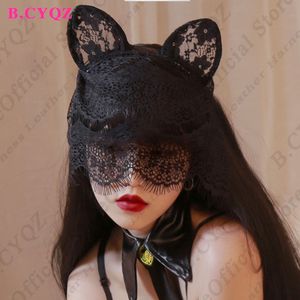 Sexy Set Lace Mask Cosplay Face Accessories Bdsm Fetish Halloween Carnival Masquerade Bondage Woman Festival Rave Lolita Prop 230411