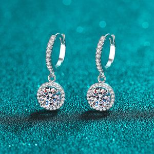 Stud KNOBSPIN 1ct D Color Loop Earring 925 Sterling Silver Plated 18k White Gold Pendant Earring for Women Fine Jewelry 230410