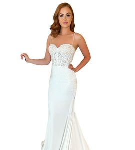 SoDigne Vinatge Sweetheart Mermaid Wedding Dresses Spaghetti Straps Backless Lace Appliques Bridal Gowns Custom Made Court Train