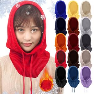Berets Winter Ski Knitted Hats Windproof Neck Ears Warmer Scarf Head Protector For Fuzzy Hat Men With Ear Covers Leather Mad