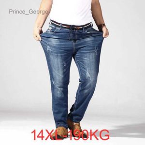 Men's Jeans Elasticated waist oversized stretch jeans male plus size loose big man trousers 13xl 14xl big yards 190KGLF231111