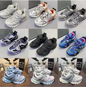 New Style Designer Sneakers Shoes Men Women Sneakers Track 3 3.0 Treinadores de couro Plataforma Sneaker Shoe de borracha plana Lace Up Led Luxury Outdoor de luxo com caixa