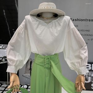 Kvinnors blusar nischdesign i kvinnokläder 2023 Spring Lantern-Sleeve Shirt Sense Flower Bud Top