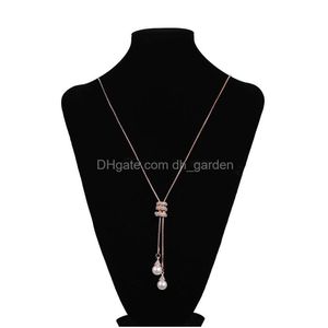 Collane con ciondolo S Brillante Strass Maglione Catena Party Elegante Lungo Ciondolo Gioielli Moda Perle Collo Accessori Goccia Dhgarden Dh6My