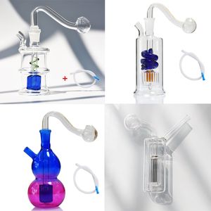 Conjunto de cachimbo de água de vidro Plataforma de óleo Bubbler queimador Bong Fumar Shisha Ash Catchers para Bongs Percolater com tigela de tabaco Mangueira de silicone Acessórios para cachimbos