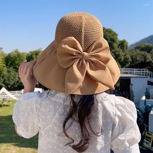 Chapéus largos da borda Mulheres pescadores chapéus elegantes verão de verão dobrável