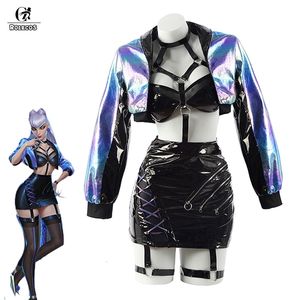 Seksowna gra Rolecos Game Lol KDA Cosplay Costume Evelynn Women All Out Halloween Bra Skacz pełna 230411