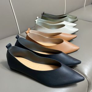 Women Dance 301 Plus Size 43 44 45 Spring Pointed Toe Flat Summer Leather Flats Soft Office Shallow Female Shoes 230411 S