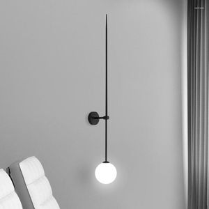 Duvar lambası Nordic Modern Led Altın Siyah Yemek Odası Yatak Odası Başucu Beyaz Cam Top Işıkları Fikstürü Korozu Merdiven Uzun Acces