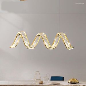 Lampadari Luce di cristallo di lusso LED Illuminazione a sospensione Soggiorno Sala da pranzo Cucina Spirale Apparecchio per interni