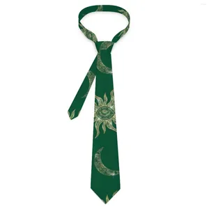 Bow Ties Gold Sun Moon Tie Mandala Green Daily Wear Party Neck Men Women Classic Elegant Necktie Accessories Graphic Collar