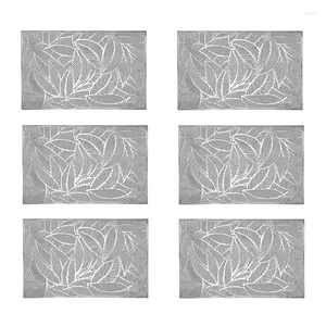 Table Mats 6Pc Rectangular Leaves Insulated Placemats High-End El Dining Restaurant Mat Decoration Hollowed-Out Placemat