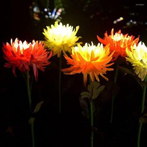 Chrysanthemum Solar Garden Stake Lights Simulation Blume Rasen Wasserdichte Lampen Home Yard Art Dekoration Geschenkidee