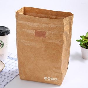 Dinnerware Sets Foldable Reusable Leakproof Container Large Capacity Lunch Bag Waterproof Thermal Insulation Kraft Paper Aluminum Foil