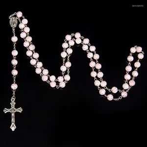 Pendant Necklaces 2023 Spiral Beads Round Bead Catholic Rosary Necklace Statement Colorful Cross Religious