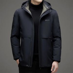 Mens Down Parkas High End Down Cotton Jacket Herrens löstagbara hatt Vintermode Business Casual Thicked Warm Hooded Coat 231110