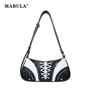 Вечерние сумки Mabula Bend Design Leather Women Women Hobo Plouds Sagcer Style Crossbody Swork 2023 Роскошная бренда ретро маленькая сумка 230411