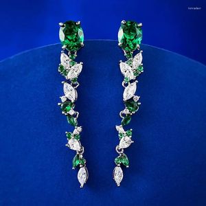 Orecchini pendenti 2023 S925 Argento Stile Tutti i giorni Versatile 7 9mm Ovale Nonna Diamante Verde Per Le Donne