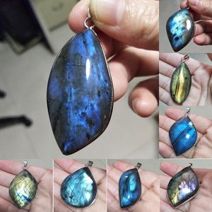 Collane con ciondolo 1 Pz Gioielli Regalo Forma irregolare Perlina Pietra naturale Giallo Blu Labradorite Per collana Uomo DonnaPendant