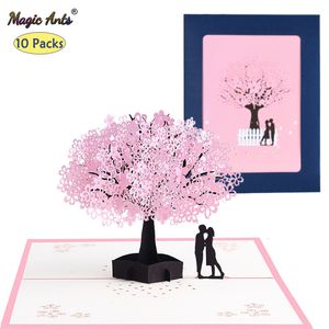 Greeting Cards 10 Pack Cherry Tree PopUp Flowers Card for Anniversary Valentines Mothers Day Birthday All Occasions 3D 230411