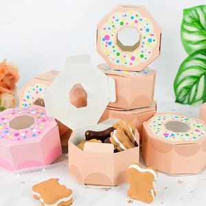 Gift Wrap 10Pcs Donut Style Candy Box Polygon Chocolate Biscuit Packaging Case For Wedding Birthday Baby Shower Theme Party Supplies