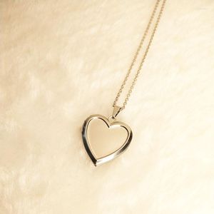 Chains 1pc Glossy Mirror Heart Pendant Necklace Love Charms Floating Locket Necklaces Women Men Fashion Memorial Jewelry