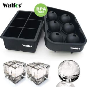 Ice Cream Tools WALFOS Large Size 6 Cell Ball Mold Silicone Cube Trays Whiskey Maker 6 Molds For Party Bar 230410