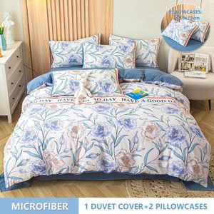 Bedding Sets Home Set 3 Pieces 1 Duvet Cover 2 Pillowcases Microfiber Washed Process Floral Print Design Single Or Double Size