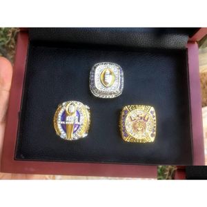 3pcs Lsu Tiger S Orgeron Nationals Team Champions Championship Ring with Wooden Box Sport Souvenir Men Fan Gift Wholesal Drop Delivery Dhvon