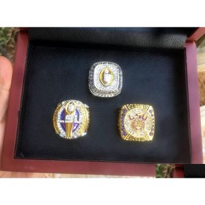 3pcs Lsu Tiger S Orgeron Nationals Team Champions Championship Ring com caixa de madeira Sport Souvenir Men Fan Gift Wholesal Drop Delivery Dhvon