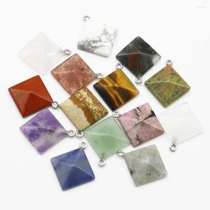 Pendant Necklaces Quality Natural Stone Crystal Agate Pyramid Exquisite Necklace Charm DIY Fashion Jewelry Accessorie Gift Wholesale 10Pcs