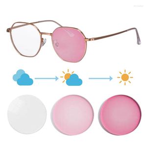 Óculos de sol Titanium Glasses Frame Women Women Pochromic EyeGlasses Myopia Prescription Diopter 1.5