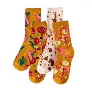 Men's Socks MYORED 12 Pairs Of Pizza Cartoon Cute Cotton Midtube Autumn And Winter Fashion Trend Net Red