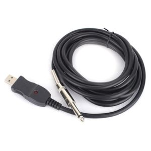 Freeshipping 300CM Long Guitar Bass 1/4'' 63mm Jack To USB Link Connection Instrument Cable Adapter Black Color Omsom